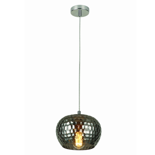 Smoked Glass and Chrome Orb Mini-Pendant