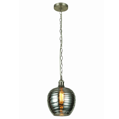 Smoked Glass and Chrome Small Mini-Pendant