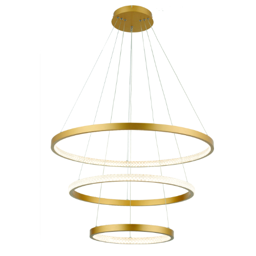 Triple Ring LED Brushed Gold Pendant